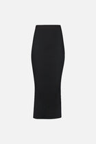 Ribbed Knit Midi Skirt - Black