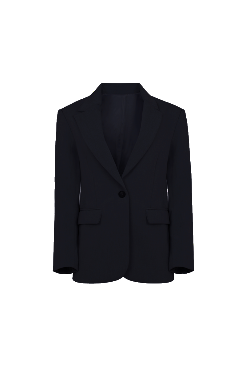 Relaxed Single Breasted Blazer - Black