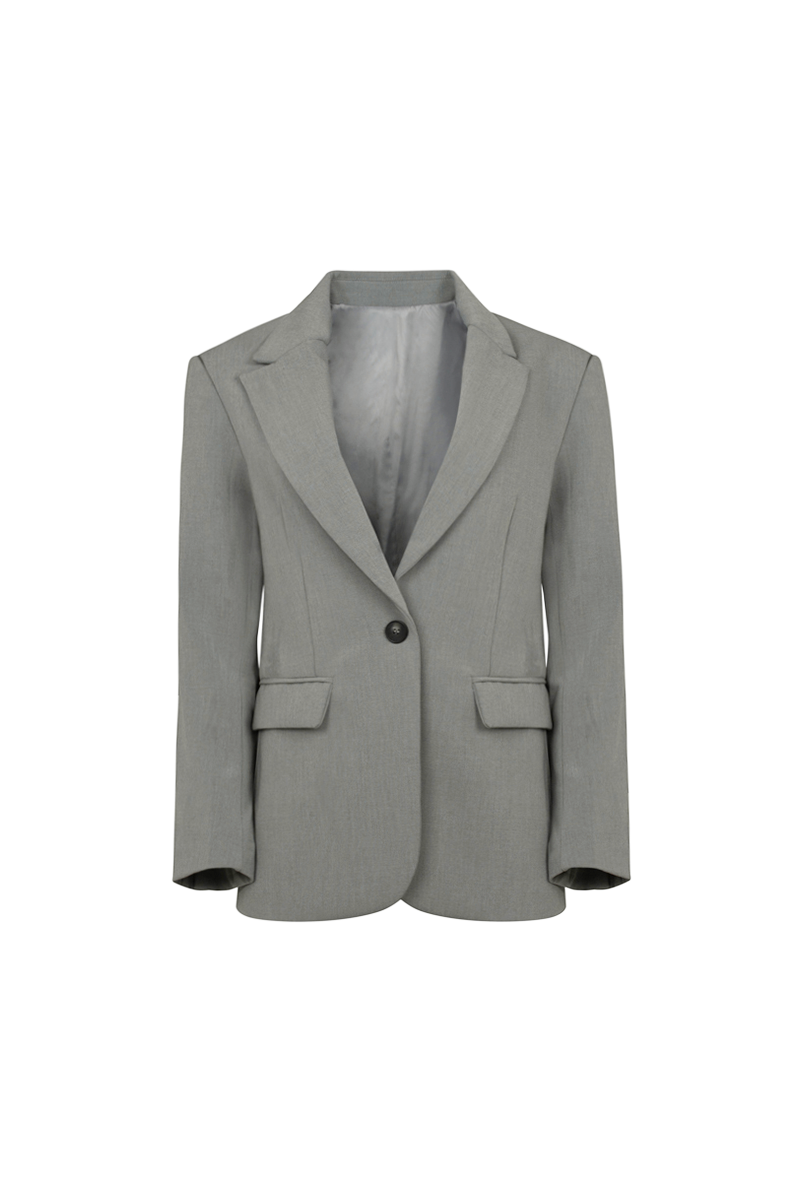 Relaxed Single Breasted Blazer - Pebble Grey