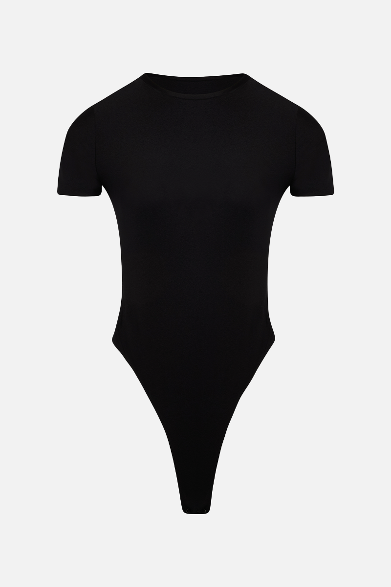 Spandex T Shirt Bodysuit - Black